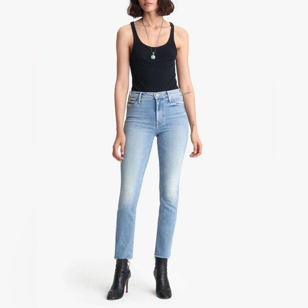 MOTHER The Mid Rise Dazzler Ankle Fray Jeans in Jackpot size 26